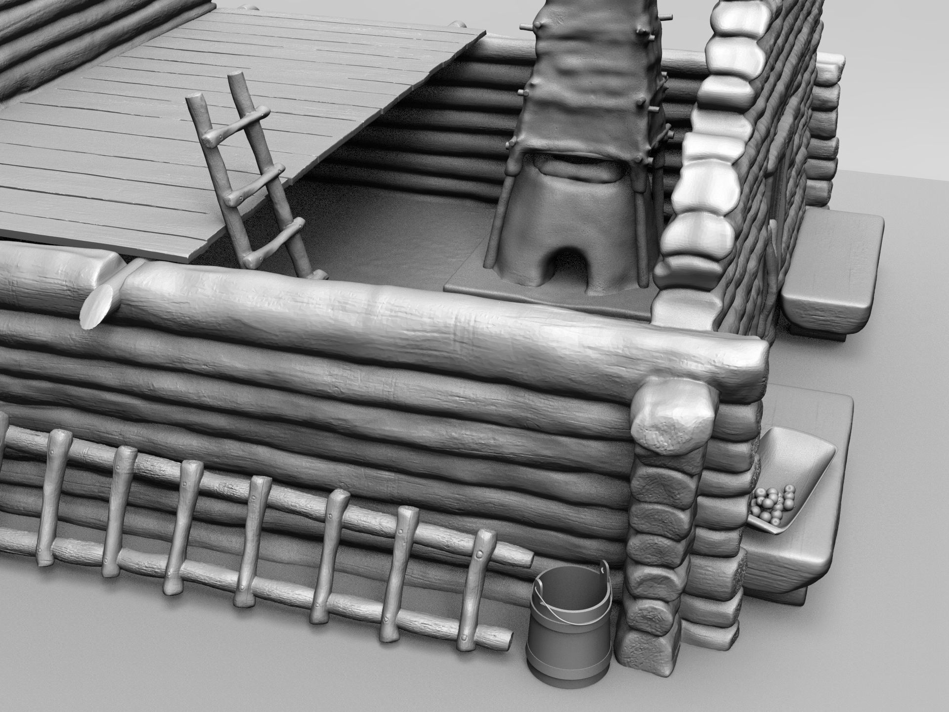 Medieval wooden house scene 3D print model_25