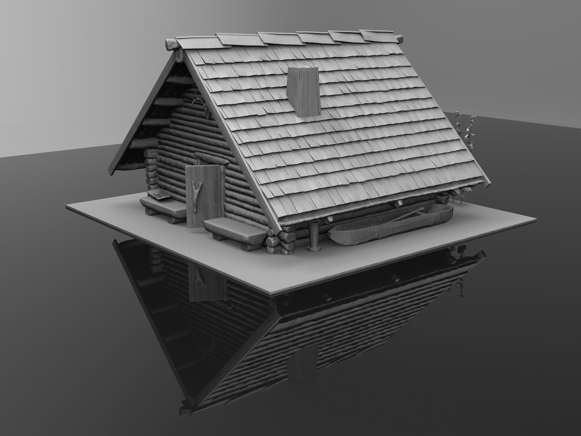 Medieval wooden house scene 3D print model_51