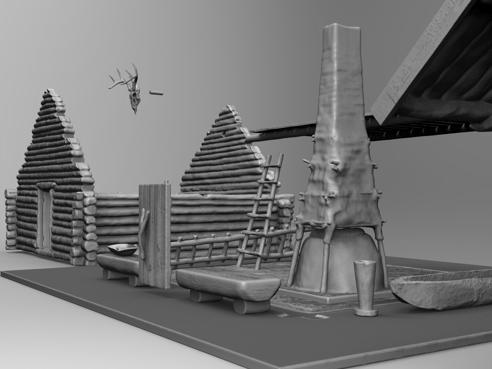 Medieval wooden house scene 3D print model_34