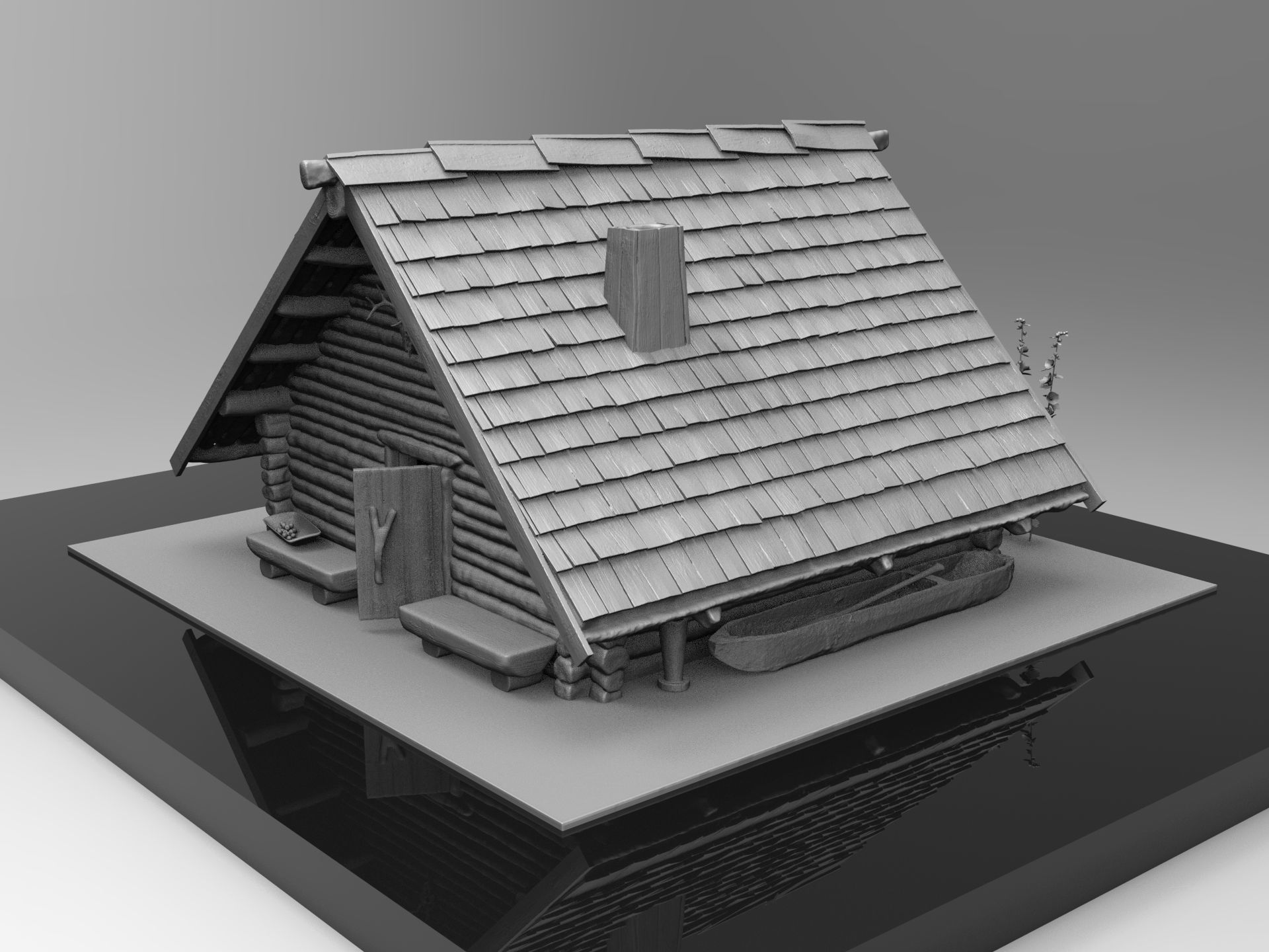 Medieval wooden house scene 3D print model_47