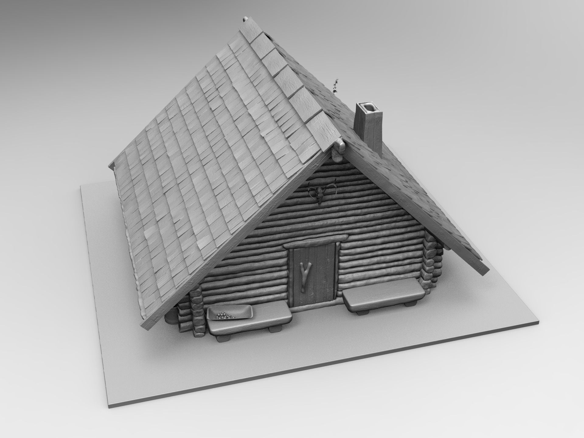 Medieval wooden house scene 3D print model_16