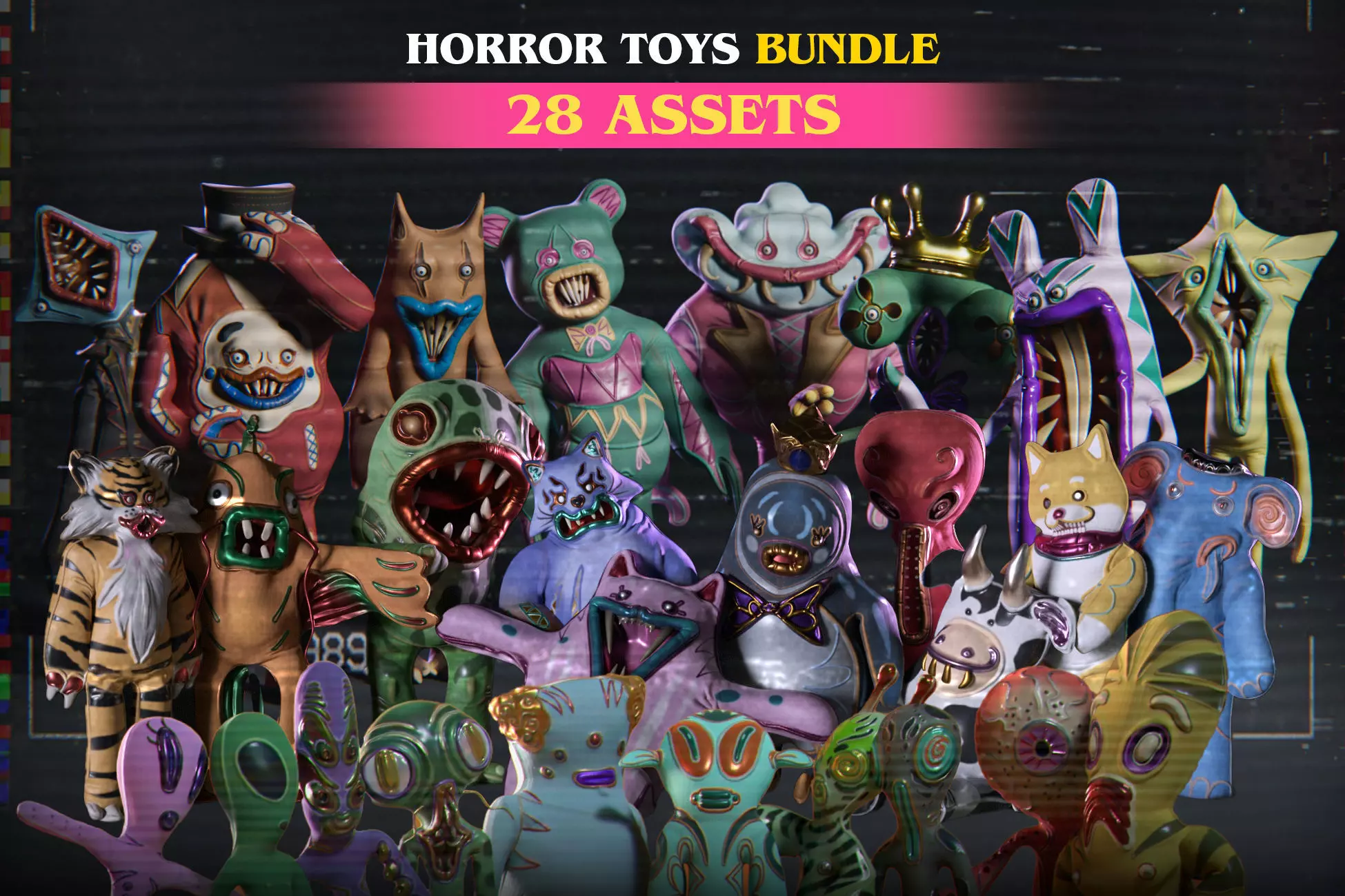 Horror Toys Bundle Pack Low-poly 3D model_0
