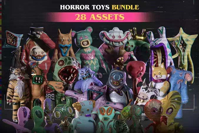 Horror Toys Bundle Pack Low-poly 3D model