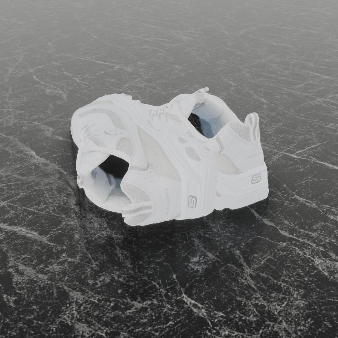 SKECHERS 3D SHOES - WHITE Low-poly 3D model_6