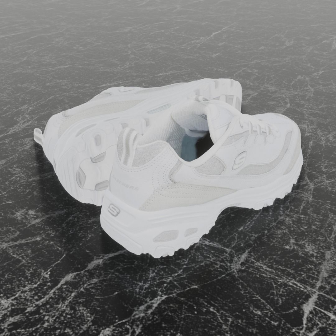 SKECHERS 3D SHOES - WHITE Low-poly 3D model_5