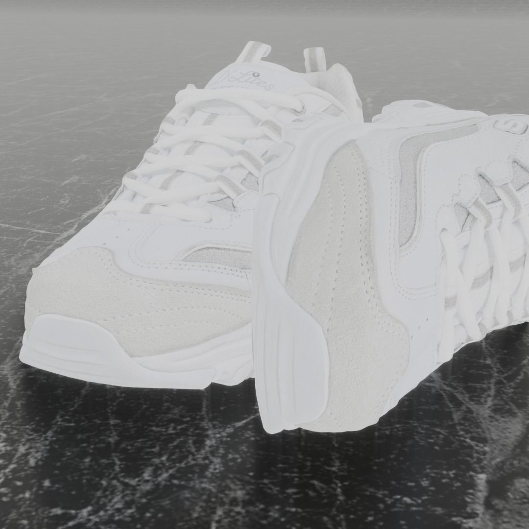 SKECHERS 3D SHOES - WHITE Low-poly 3D model_11