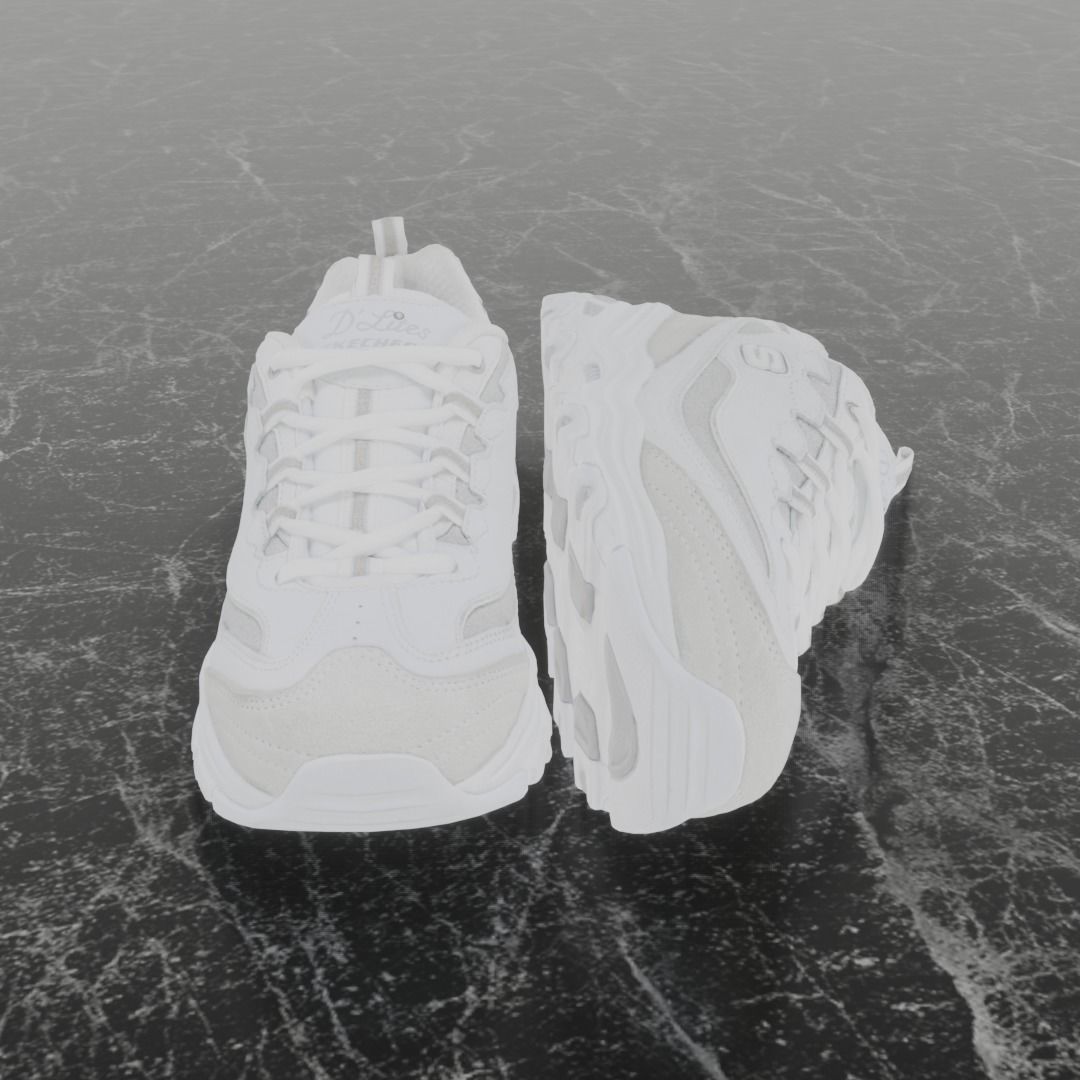 SKECHERS 3D SHOES - WHITE Low-poly 3D model_3