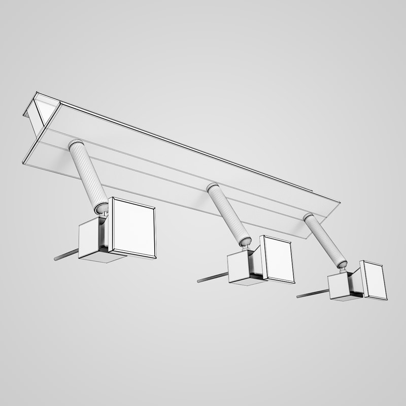 Triple Halogen Ceiling Lamp 17 3D model_4