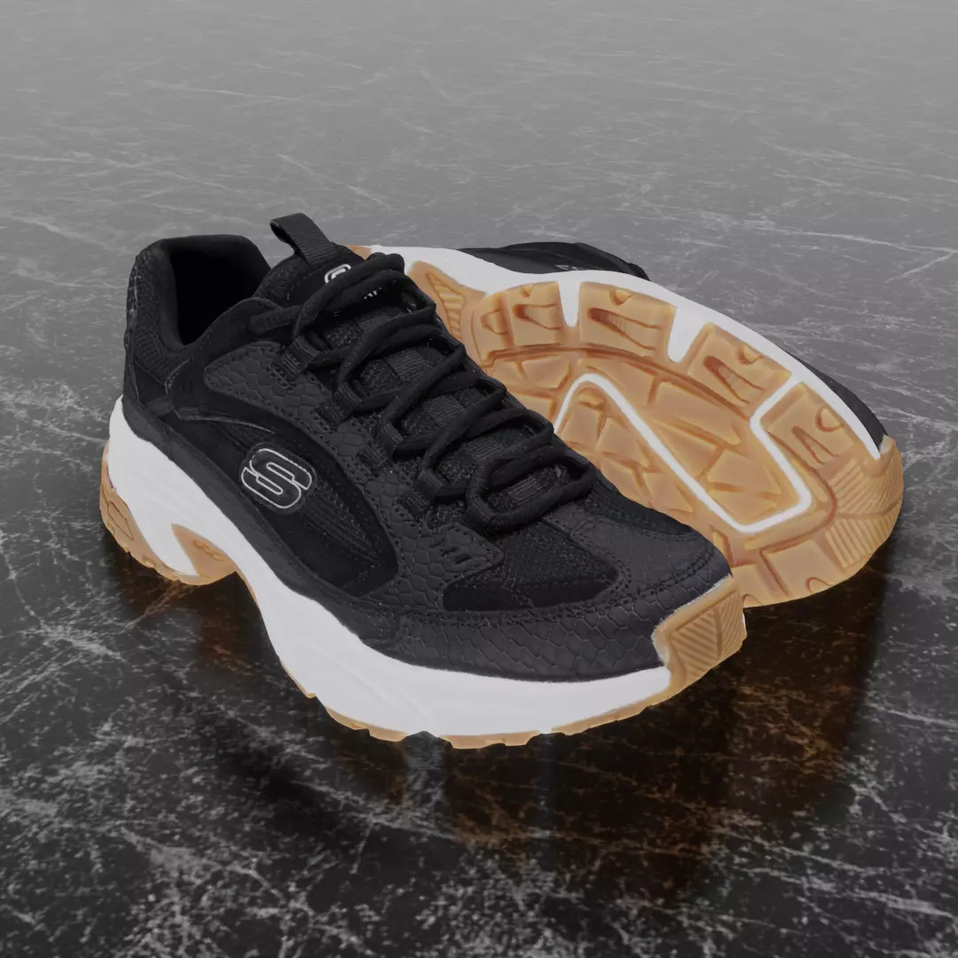 SKECHERS 3D SHOES - BLACK - WHITE - BROWN Low-poly 3D model