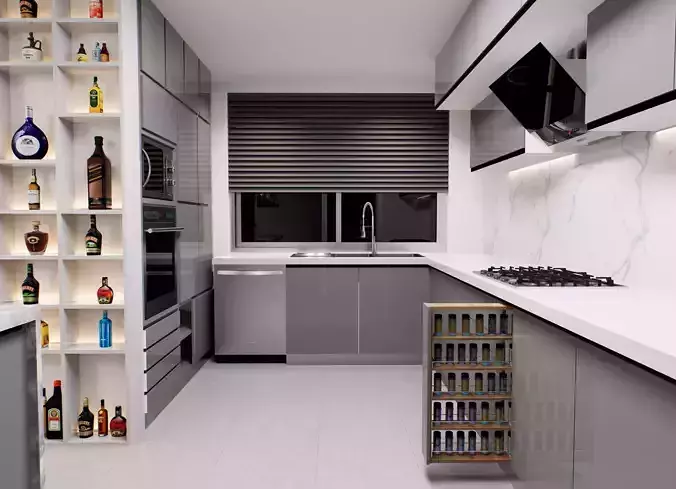 modern kitchen high poly 3d model