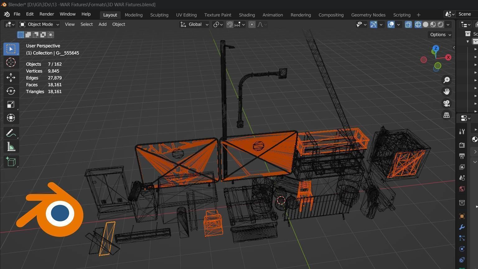 WAR Fixtures Low-poly 3D model_2