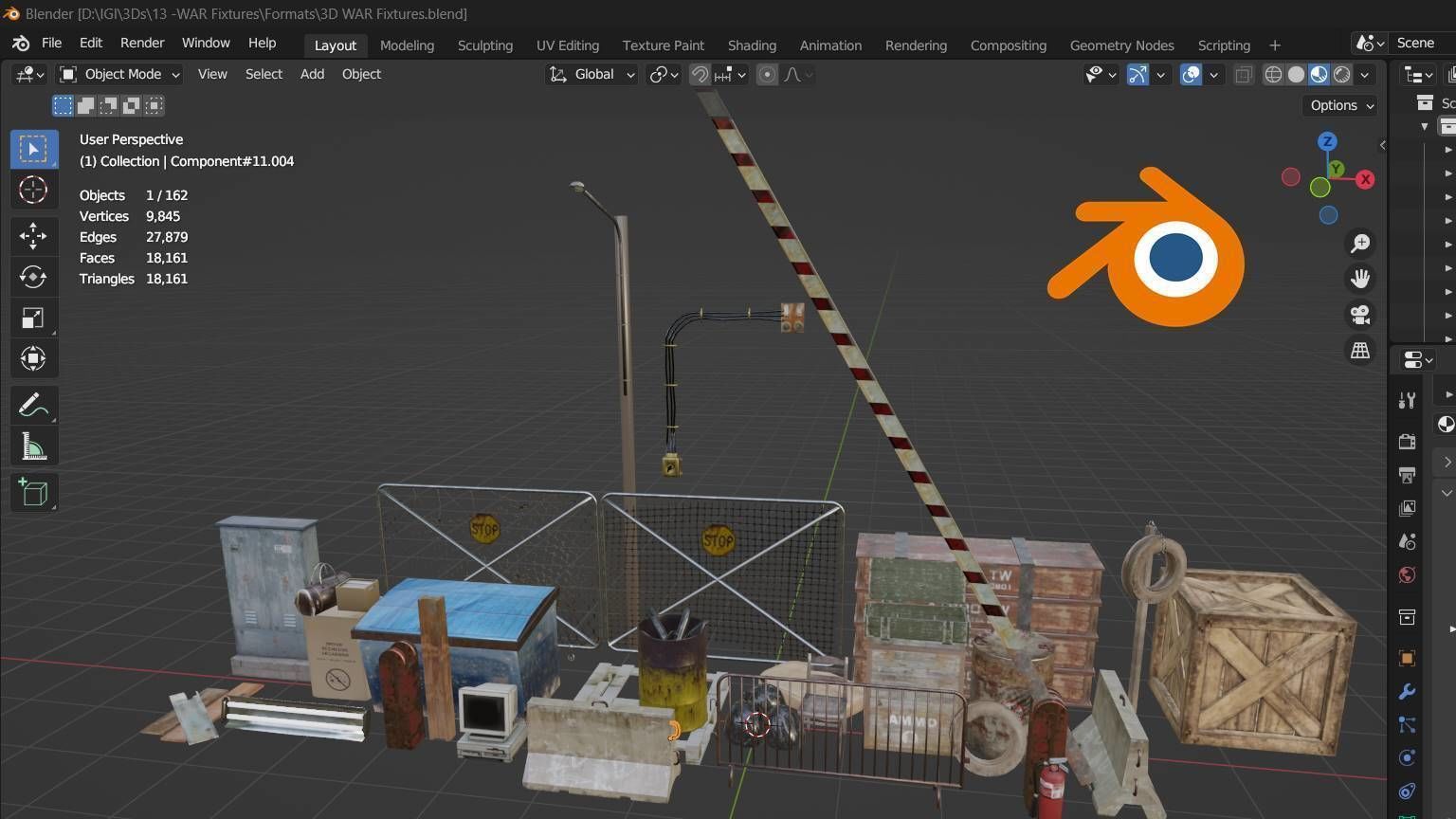 WAR Fixtures Low-poly 3D model_12