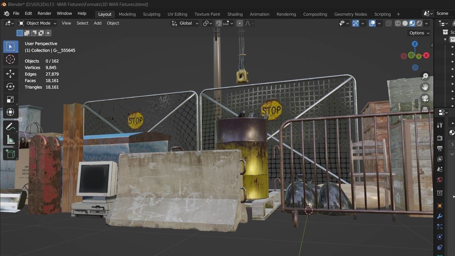 WAR Fixtures Low-poly 3D model_10