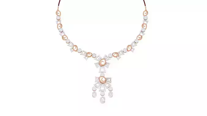 High Jewelry Italian Diamond Necklace Earrings set 3dm render