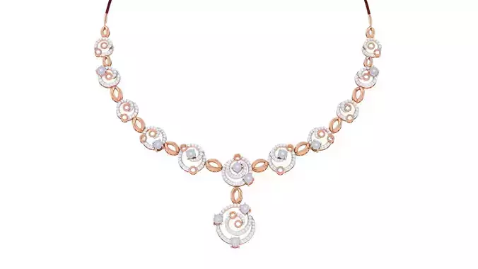 High Jewelry Italian Diamond Necklace Earrings set 3dm render