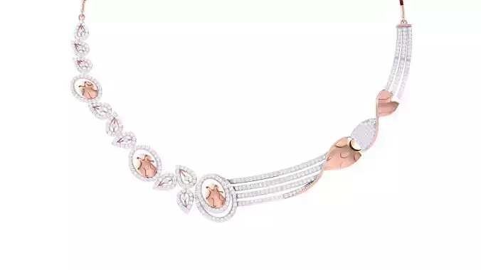 High Jewelry Italian Diamond Necklace Earrings set 3dm render