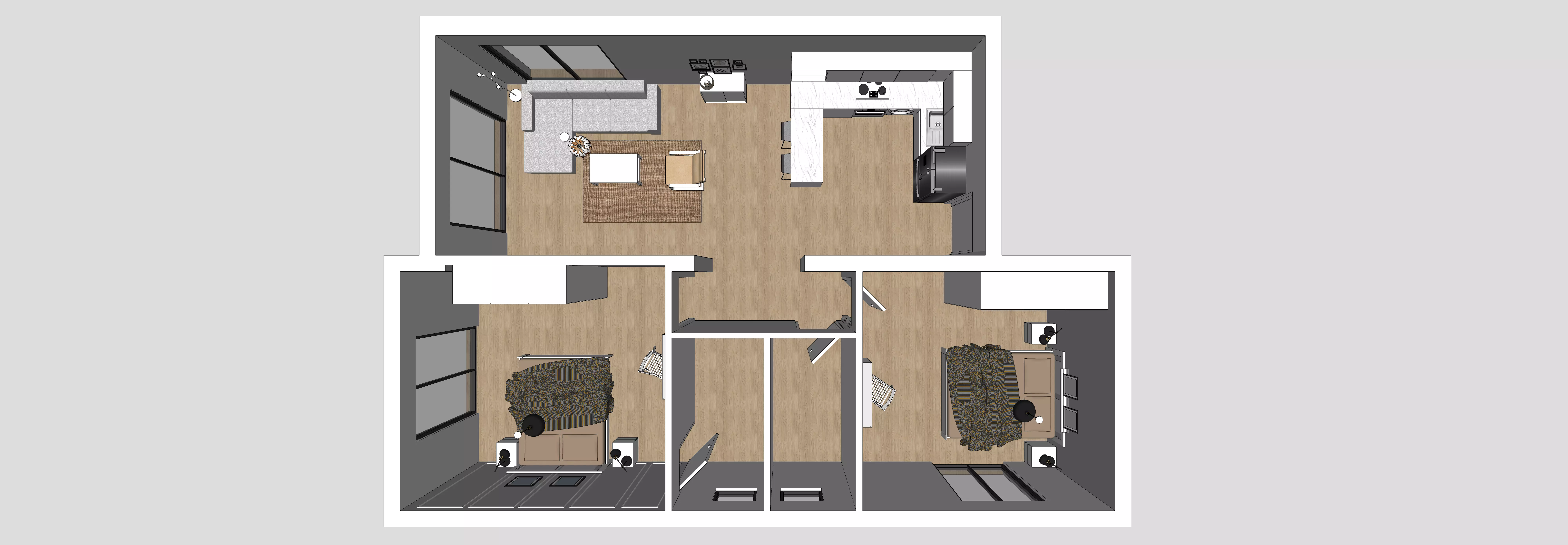 2plus1 house template 3D model_0