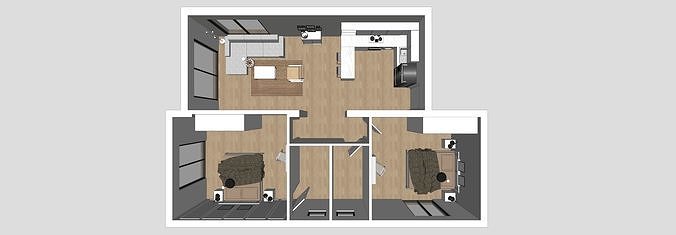 2plus1 house template 3D model