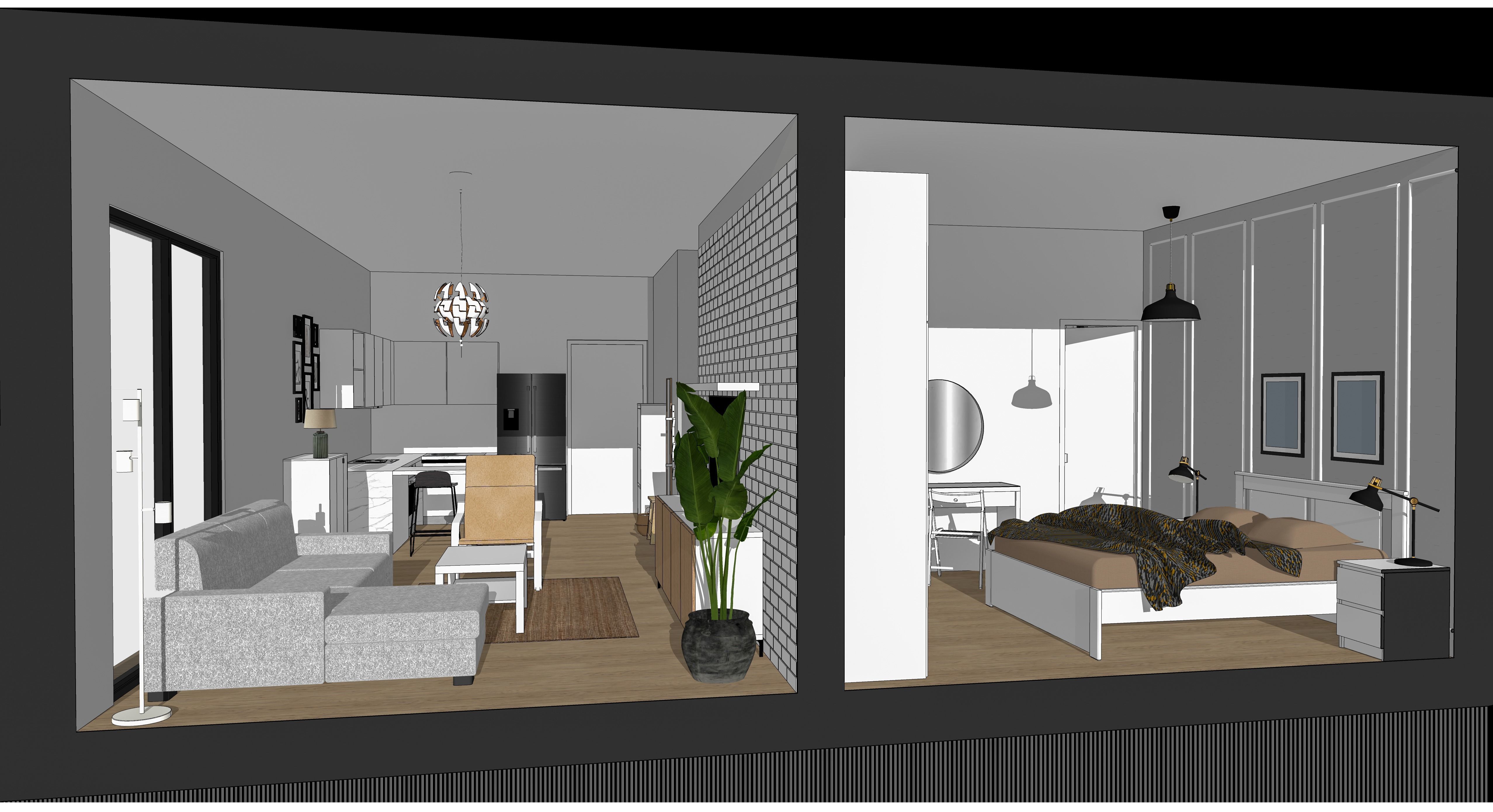 2plus1 house template 3D model_7