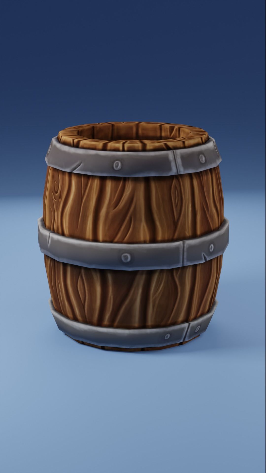 Stylized wooden barel Free low-poly 3D model_4