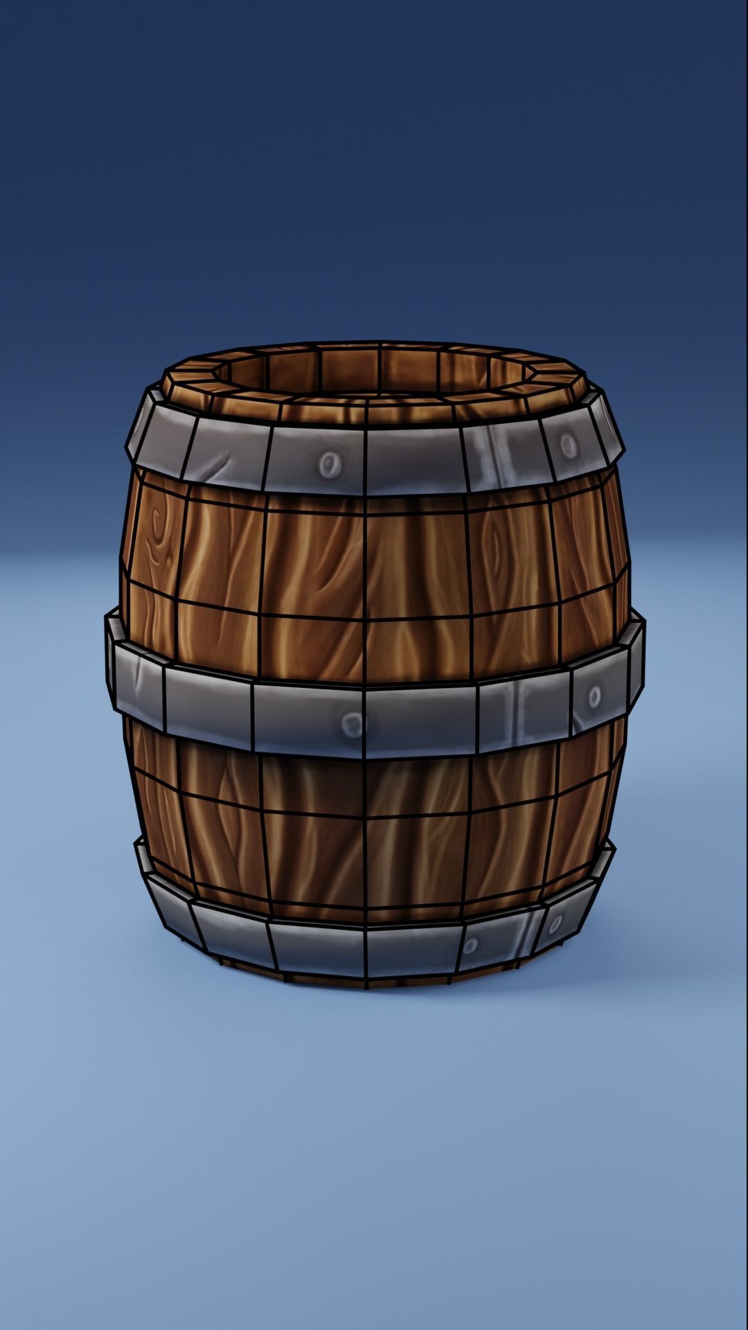 Stylized wooden barel Free low-poly 3D model_5