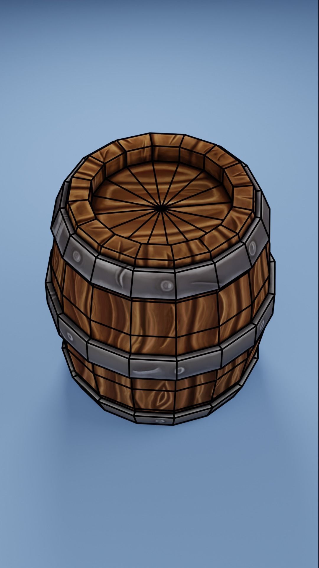 Stylized wooden barel Free low-poly 3D model_6