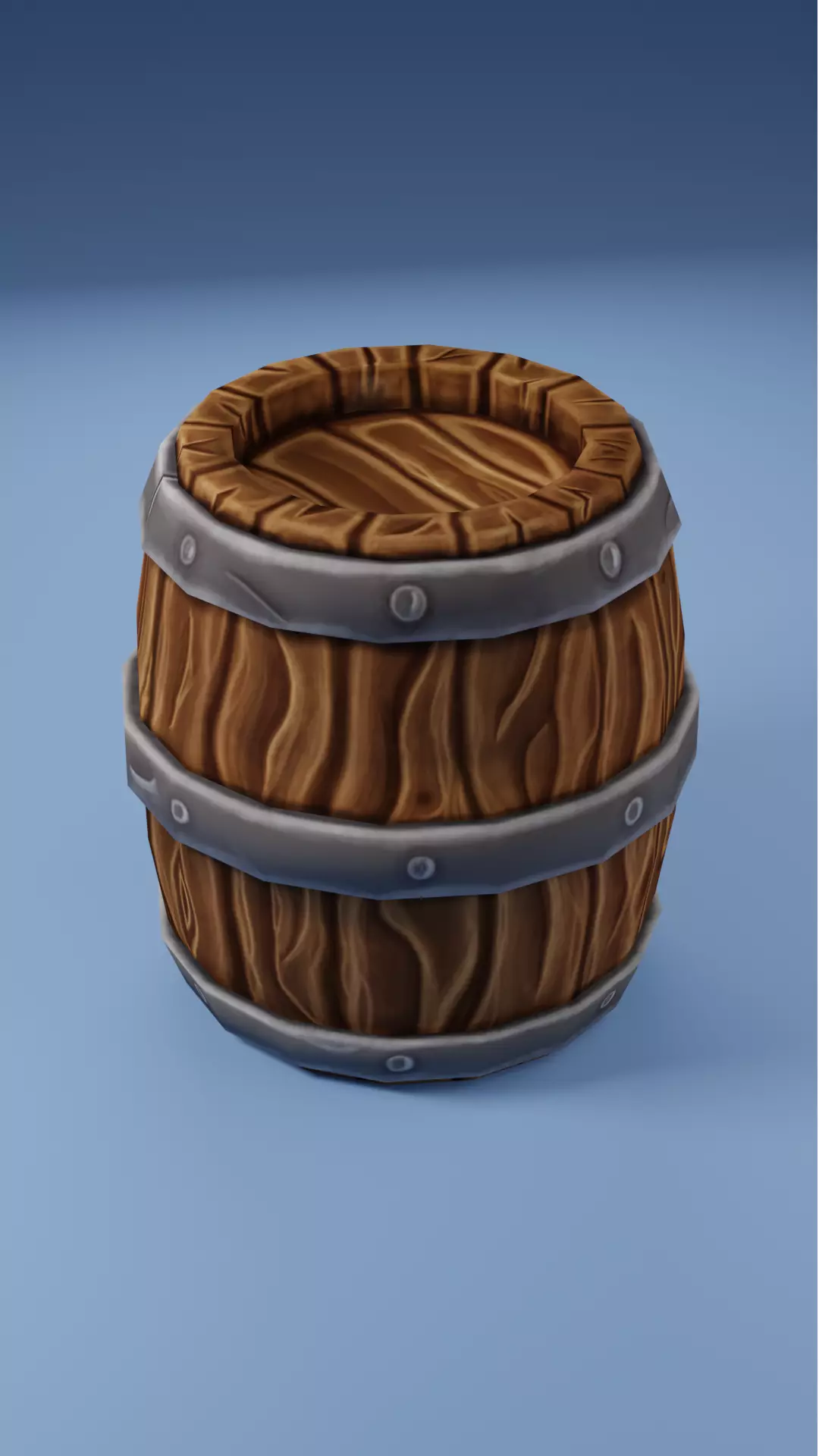 Stylized wooden barel Free low-poly 3D model_0