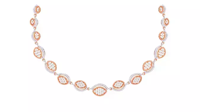 High Jewelry Italian Diamond Necklace Earrings set 3dm render 3D print model