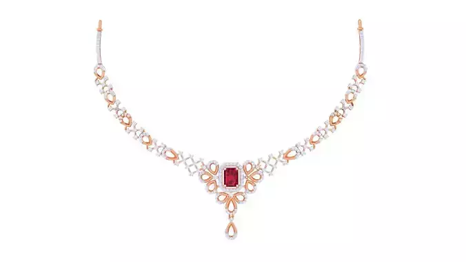 High Jewelry Italian Diamond Necklace Earrings set 3dm render 3D print model