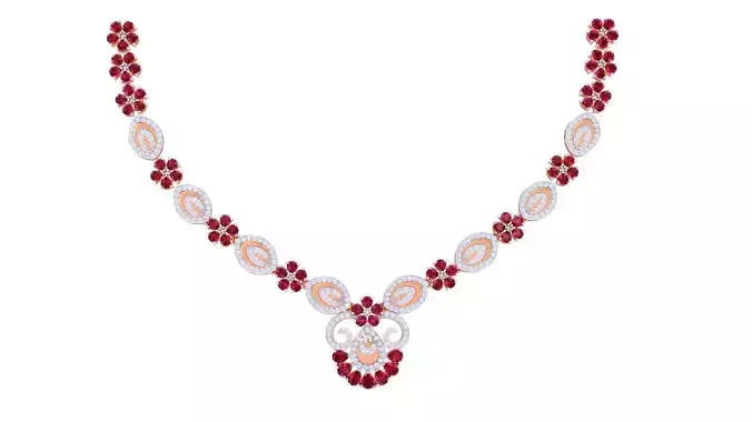 High Jewelry Italian Diamond Necklace Earrings set 3dm render 3D print model