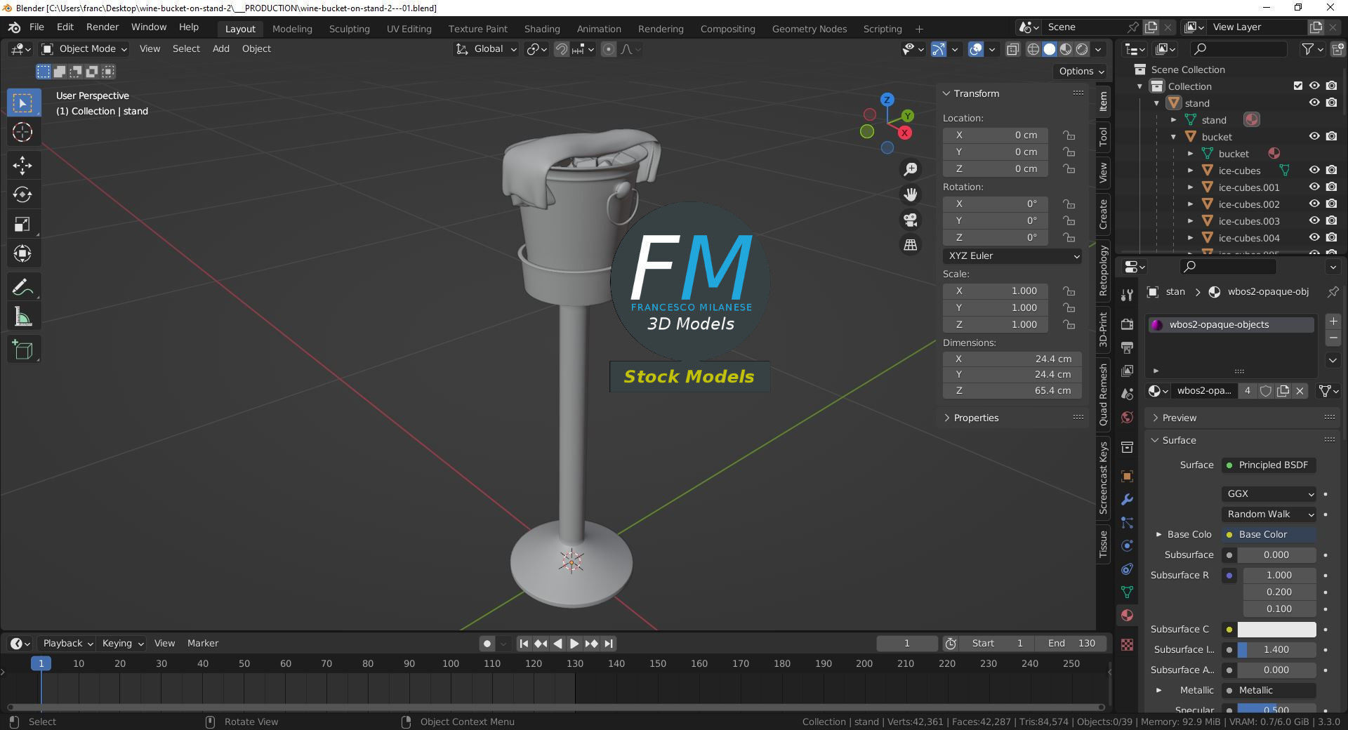 Wine bucket on stand 2 3D model_9