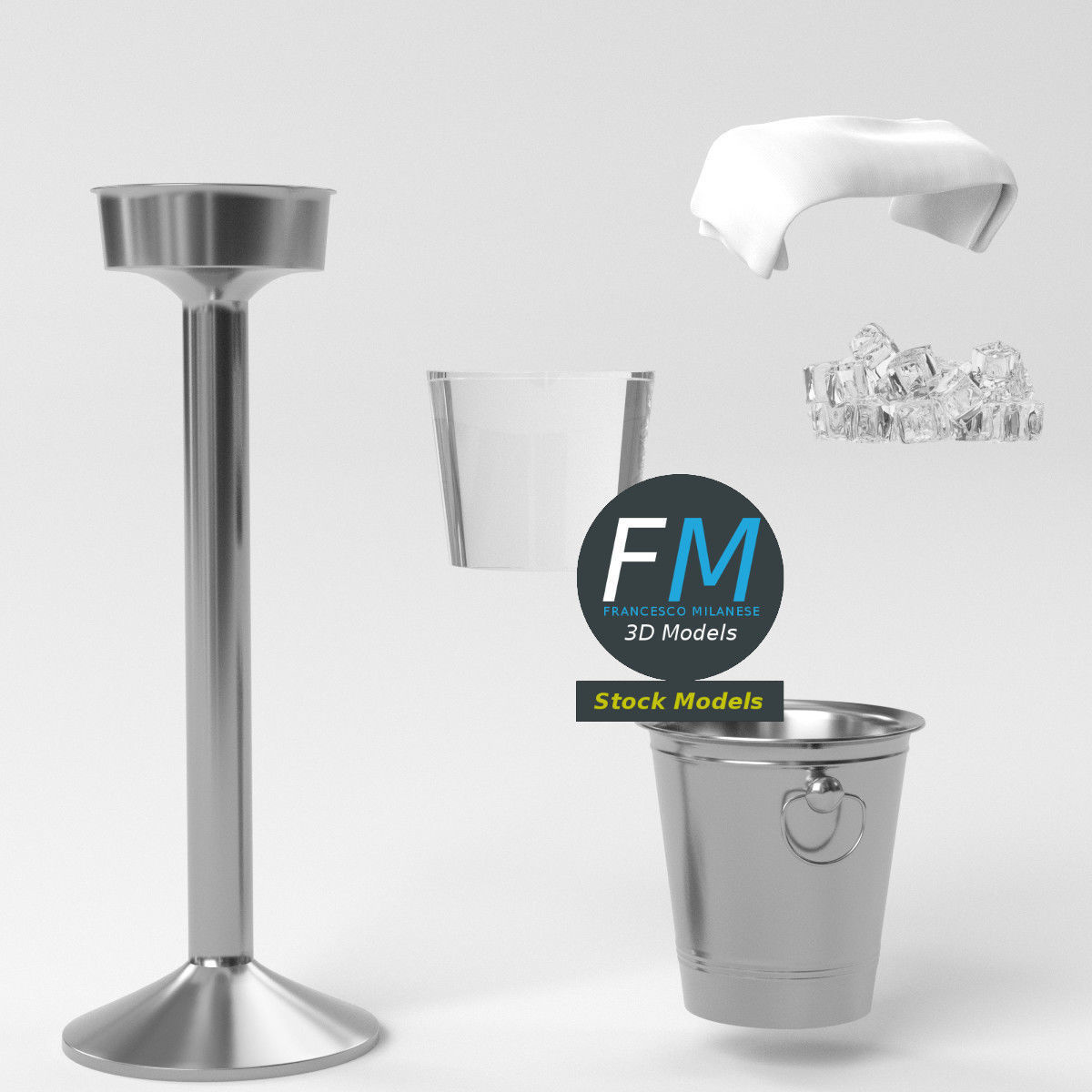 Wine bucket on stand 2 3D model_5