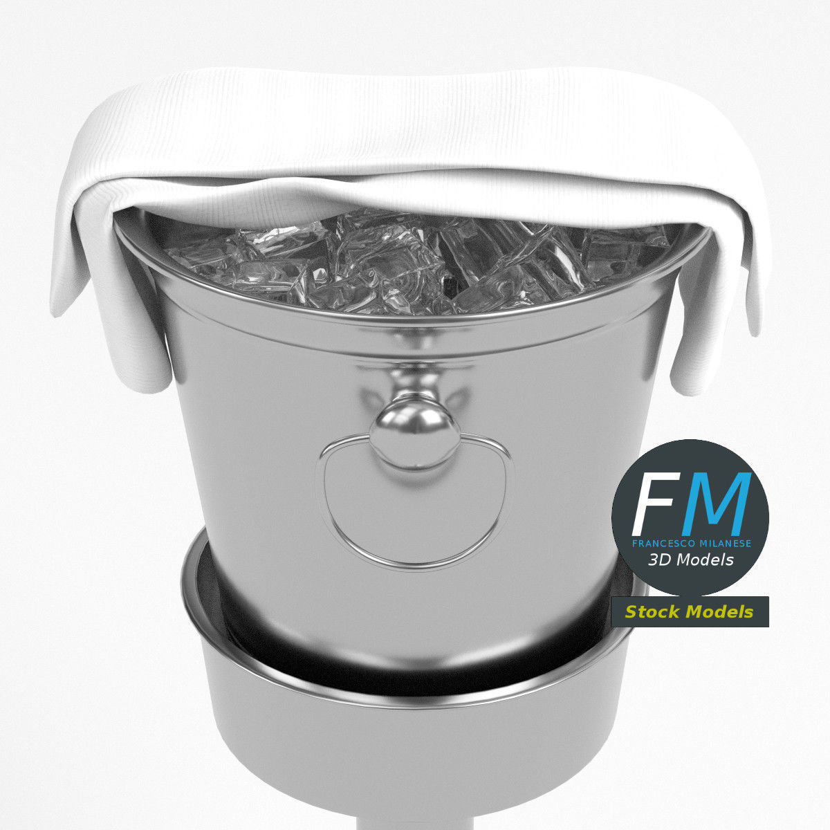 Wine bucket on stand 2 3D model_4
