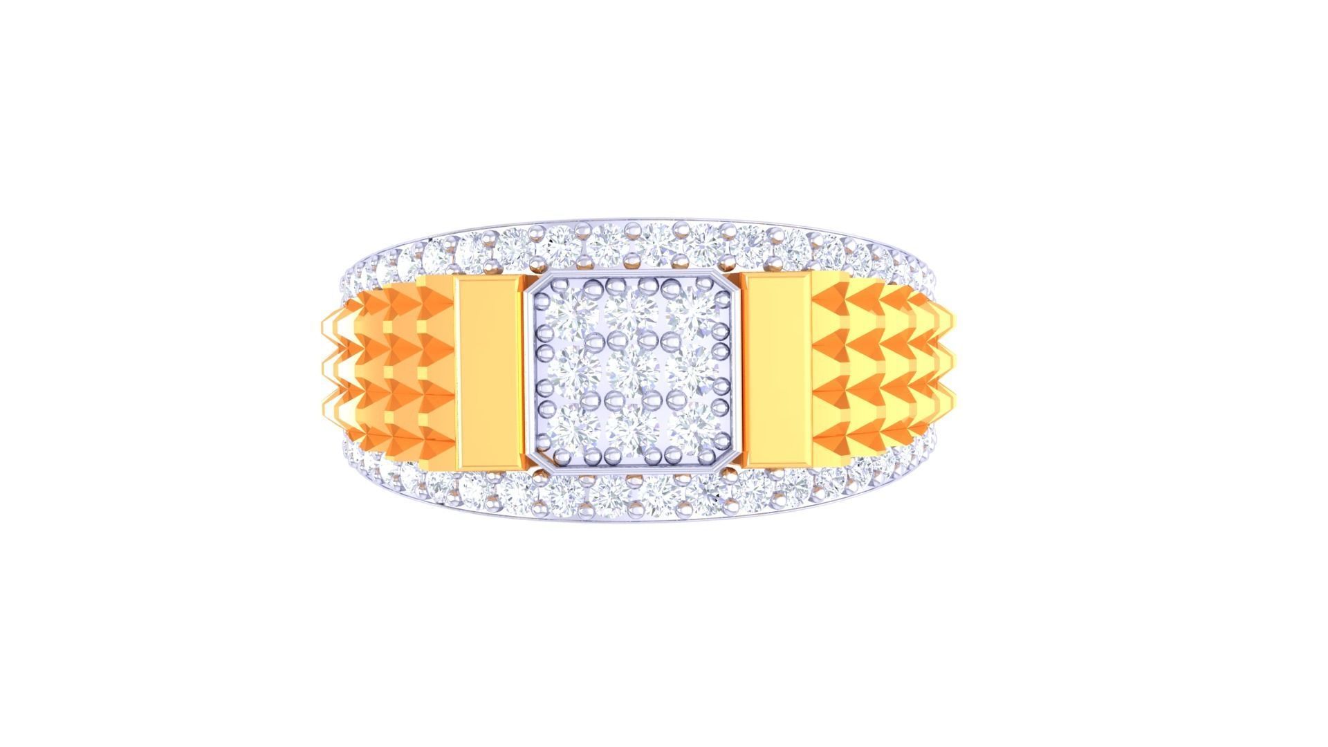 Grooves Men Groom Gents Diamond Ring 3dm stl obj mtl 3mf glb 3D print model_7