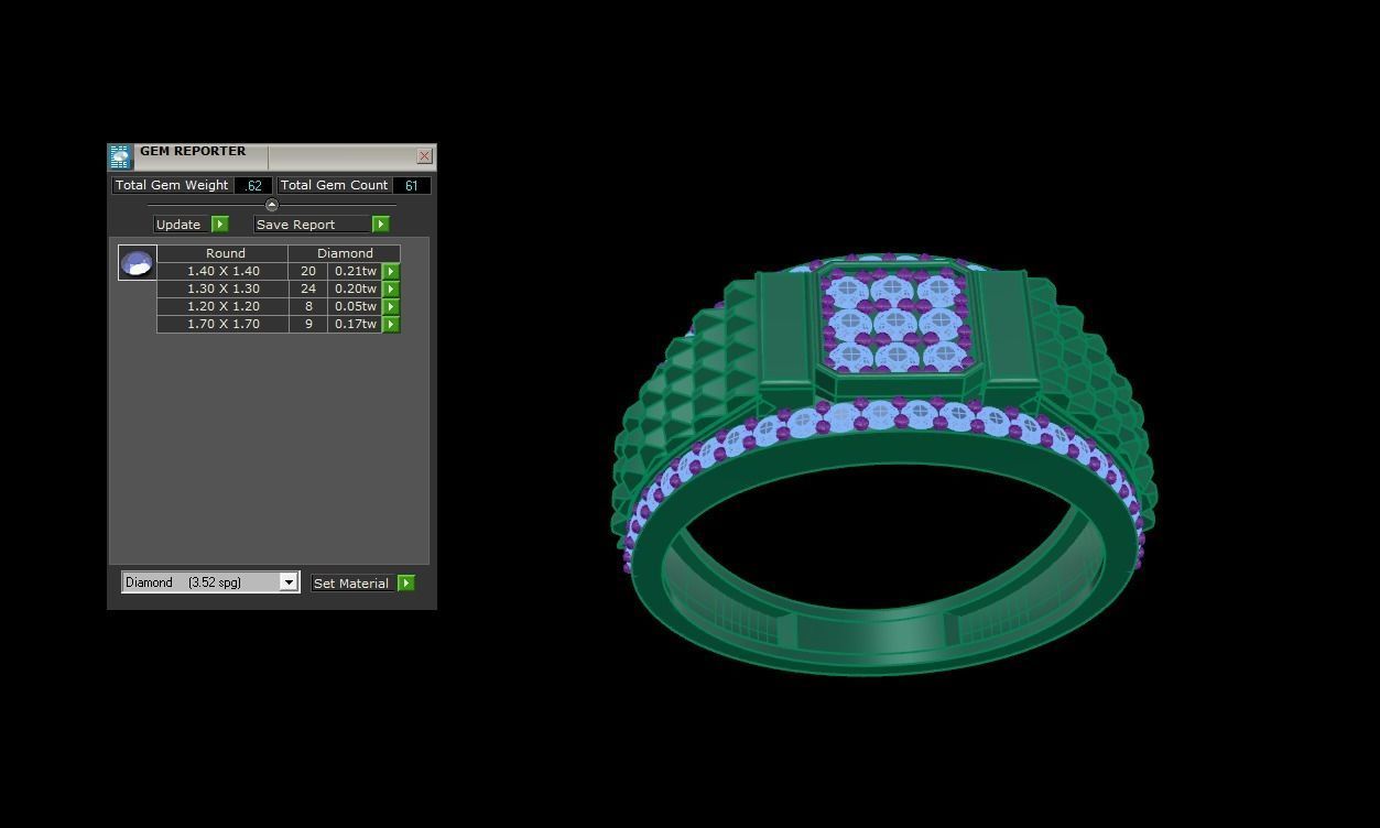 Grooves Men Groom Gents Diamond Ring 3dm stl obj mtl 3mf glb 3D print model_5