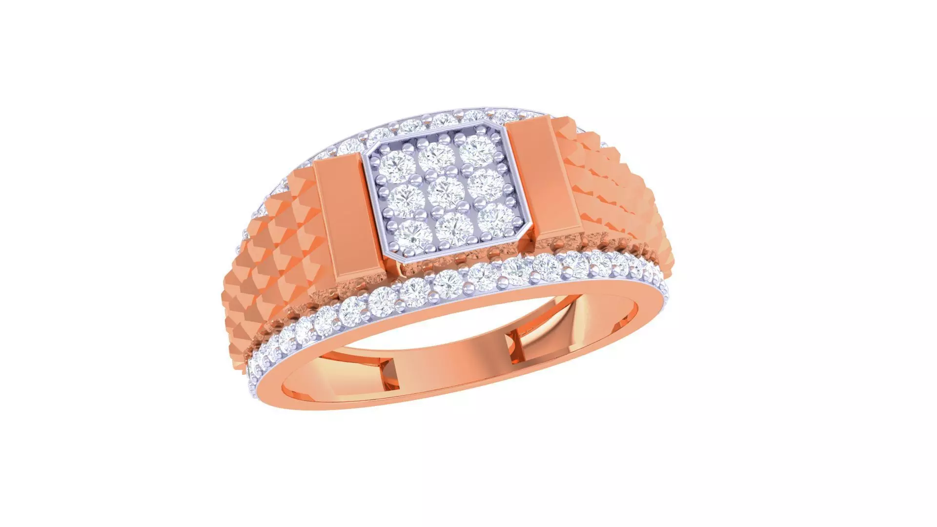 Grooves Men Groom Gents Diamond Ring 3dm stl obj mtl 3mf glb 3D print model_0