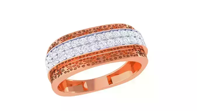 Flower Vines Diamond Head Men Groom Gents Ring 3dm stl obj  3D print model