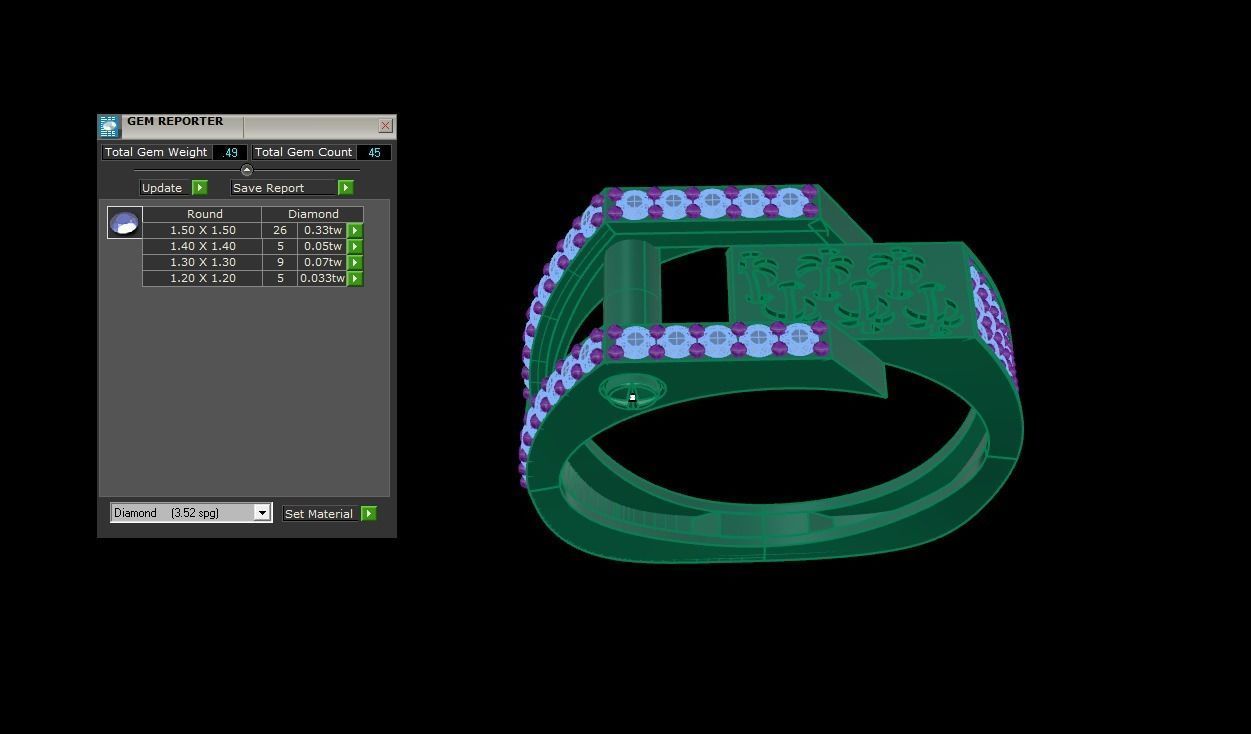 Palm Tree Men Groom Gents Diamond Ring 3dm stl obj mtl 3mf glb 3D print model_5