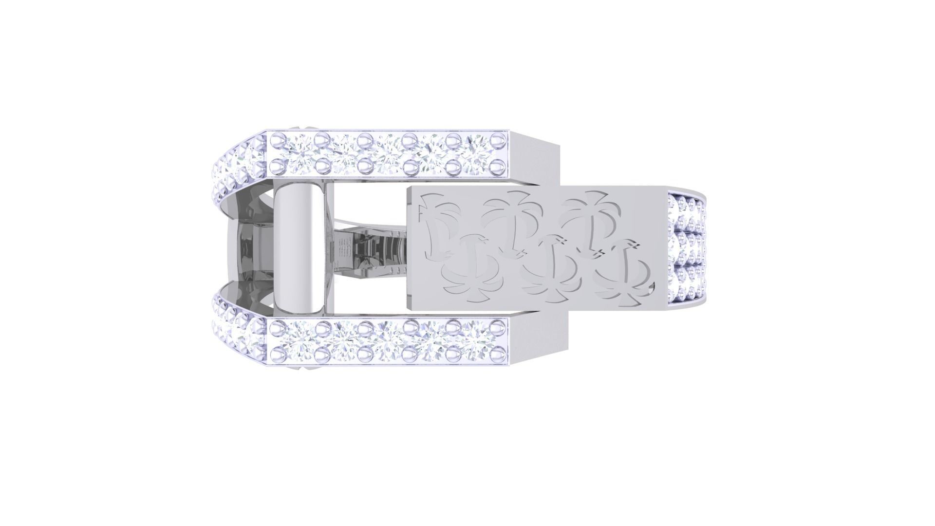 Palm Tree Men Groom Gents Diamond Ring 3dm stl obj mtl 3mf glb 3D print model_7