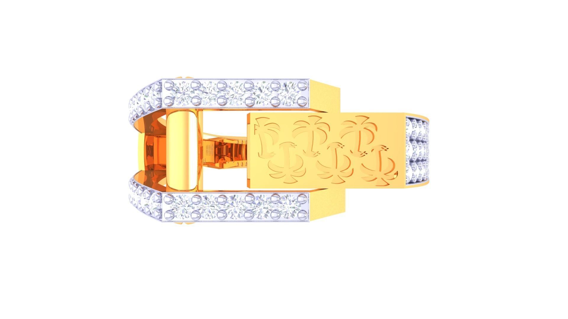 Palm Tree Men Groom Gents Diamond Ring 3dm stl obj mtl 3mf glb 3D print model_6