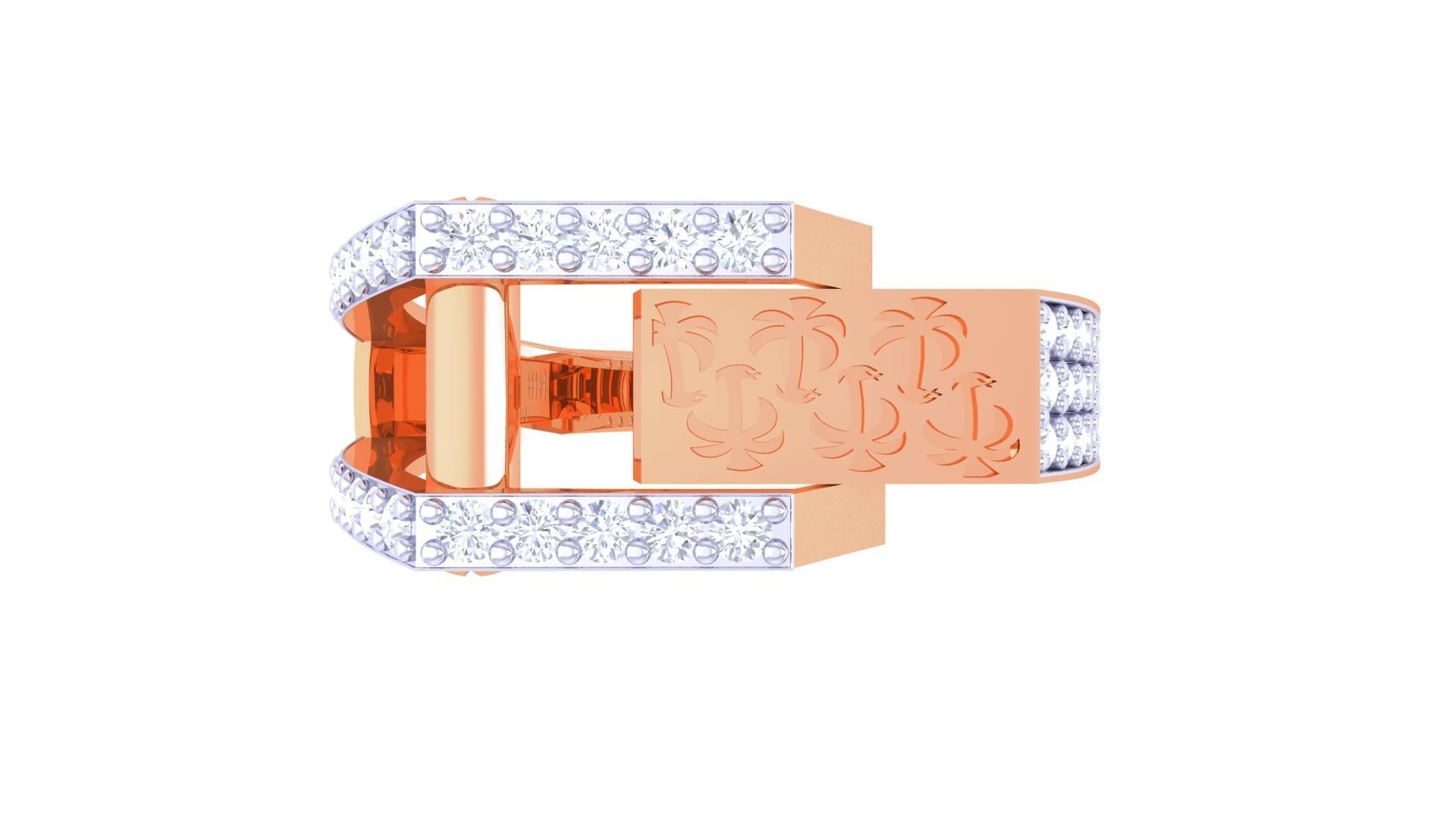 Palm Tree Men Groom Gents Diamond Ring 3dm stl obj mtl 3mf glb 3D print model_8