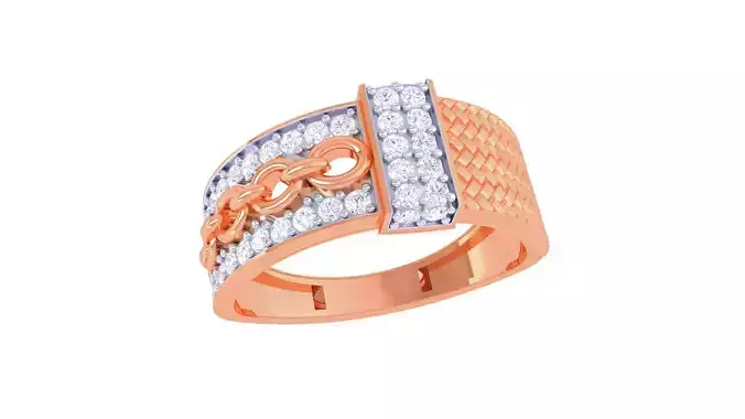 Chain Links Men Groom Gents Diamond Ring 3dm stl obj mtl 3mf  3D print model