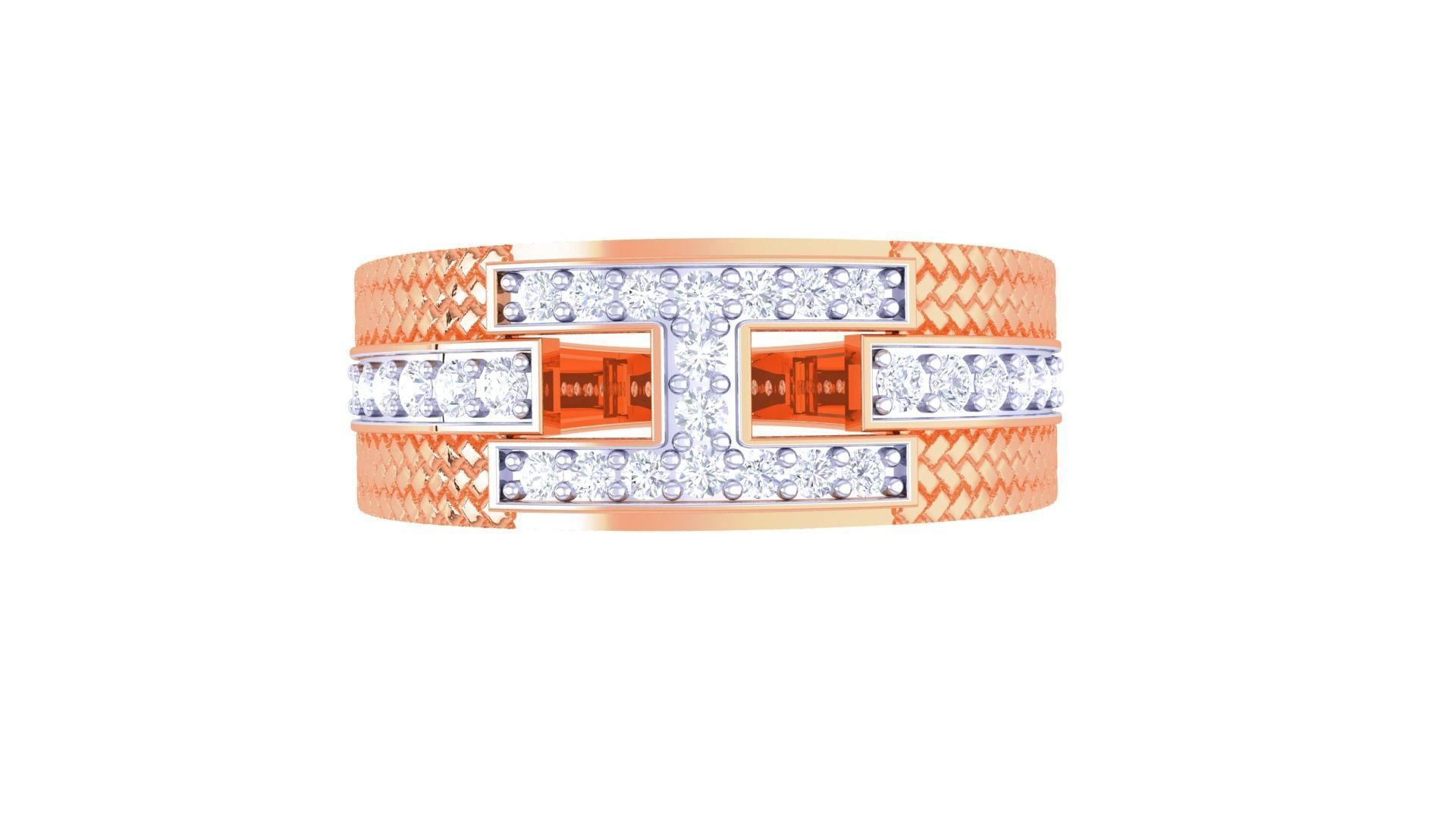 Woven Wire Men Groom Gents Diamond Ring 3dm stl obj mtl 3mf glb 3D print model_6