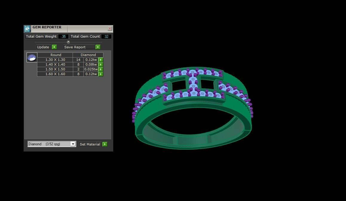 Woven Wire Men Groom Gents Diamond Ring 3dm stl obj mtl 3mf glb 3D print model_4