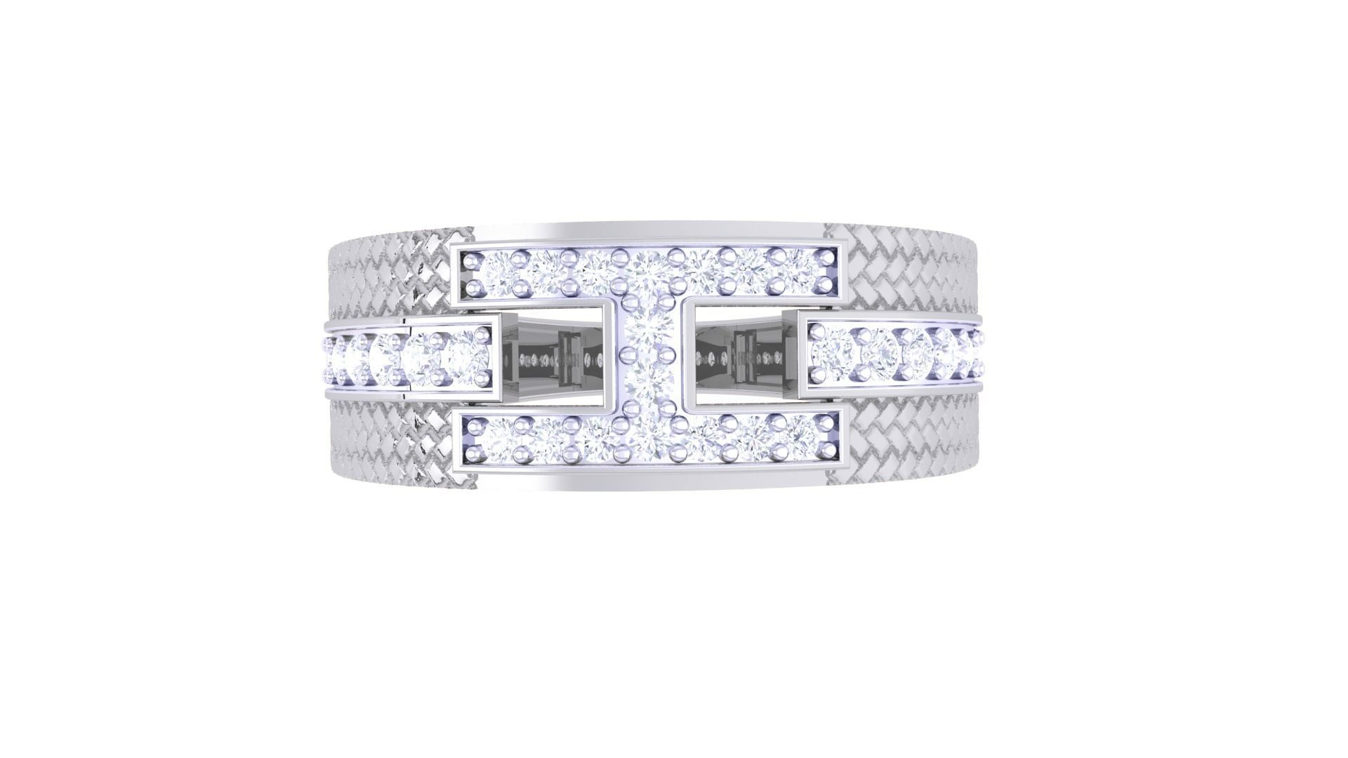 Woven Wire Men Groom Gents Diamond Ring 3dm stl obj mtl 3mf glb 3D print model_8