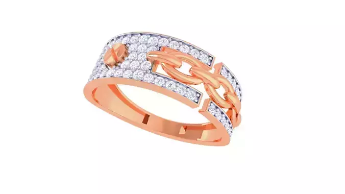 Screw Head Chain Link Men Groom Gents Diamond Ring 3dm stl obj 3D print model