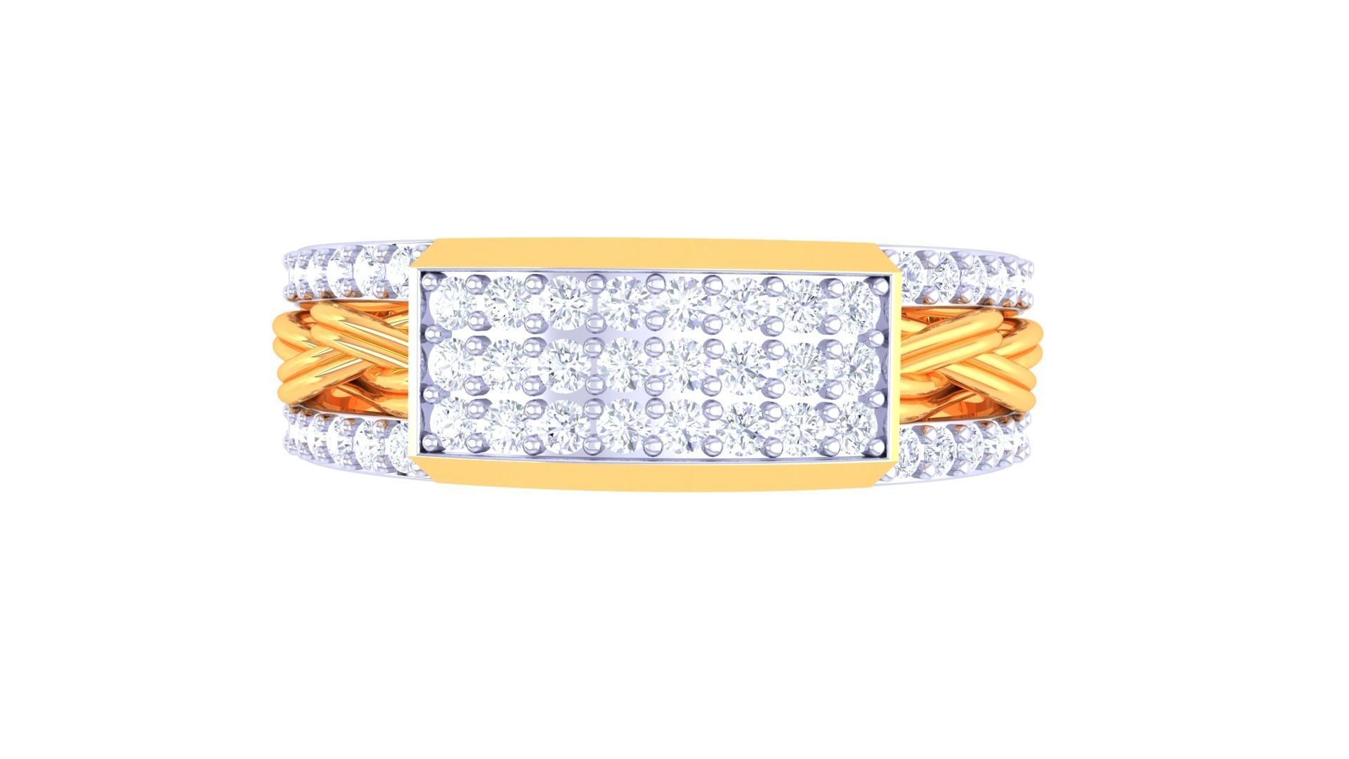 Woven Wire Men Groom Gents Diamond Ring 3dm stl obj mtl 3mf glb 3D print model_6