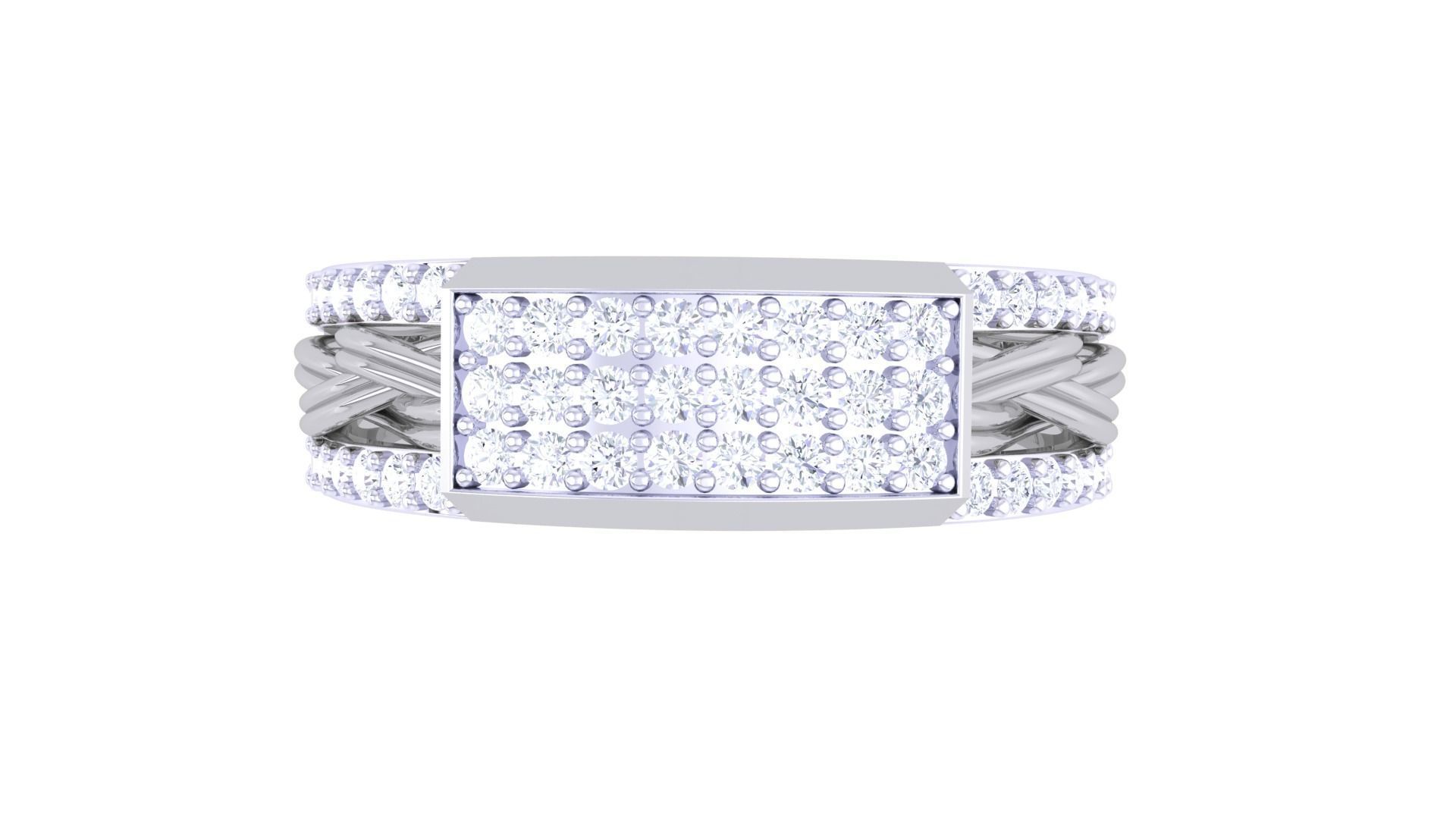 Woven Wire Men Groom Gents Diamond Ring 3dm stl obj mtl 3mf glb 3D print model_7