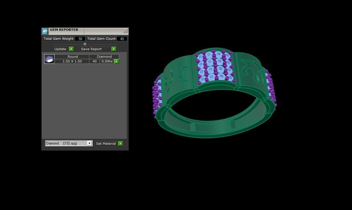 Men Groom Gents Diamond Ring 3dm stl obj mtl 3mf glb gltf 3D print model_4