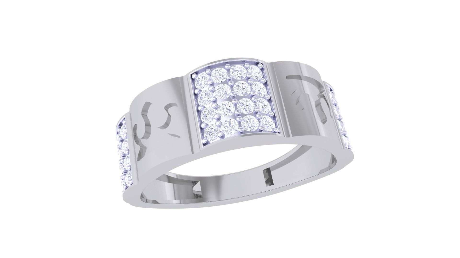 Men Groom Gents Diamond Ring 3dm stl obj mtl 3mf glb gltf 3D print model_2